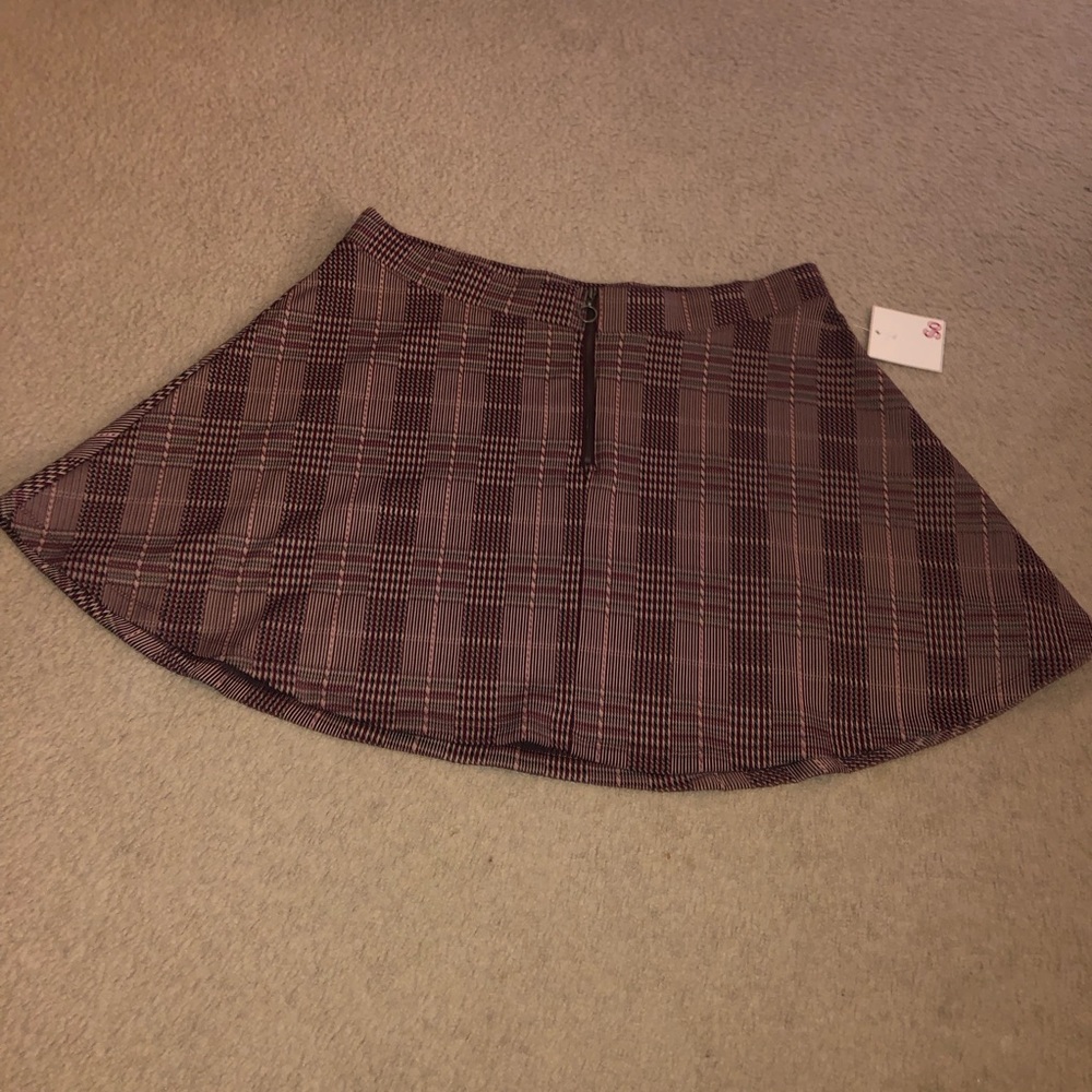Pink Plaid Front Zip Mini Skirt